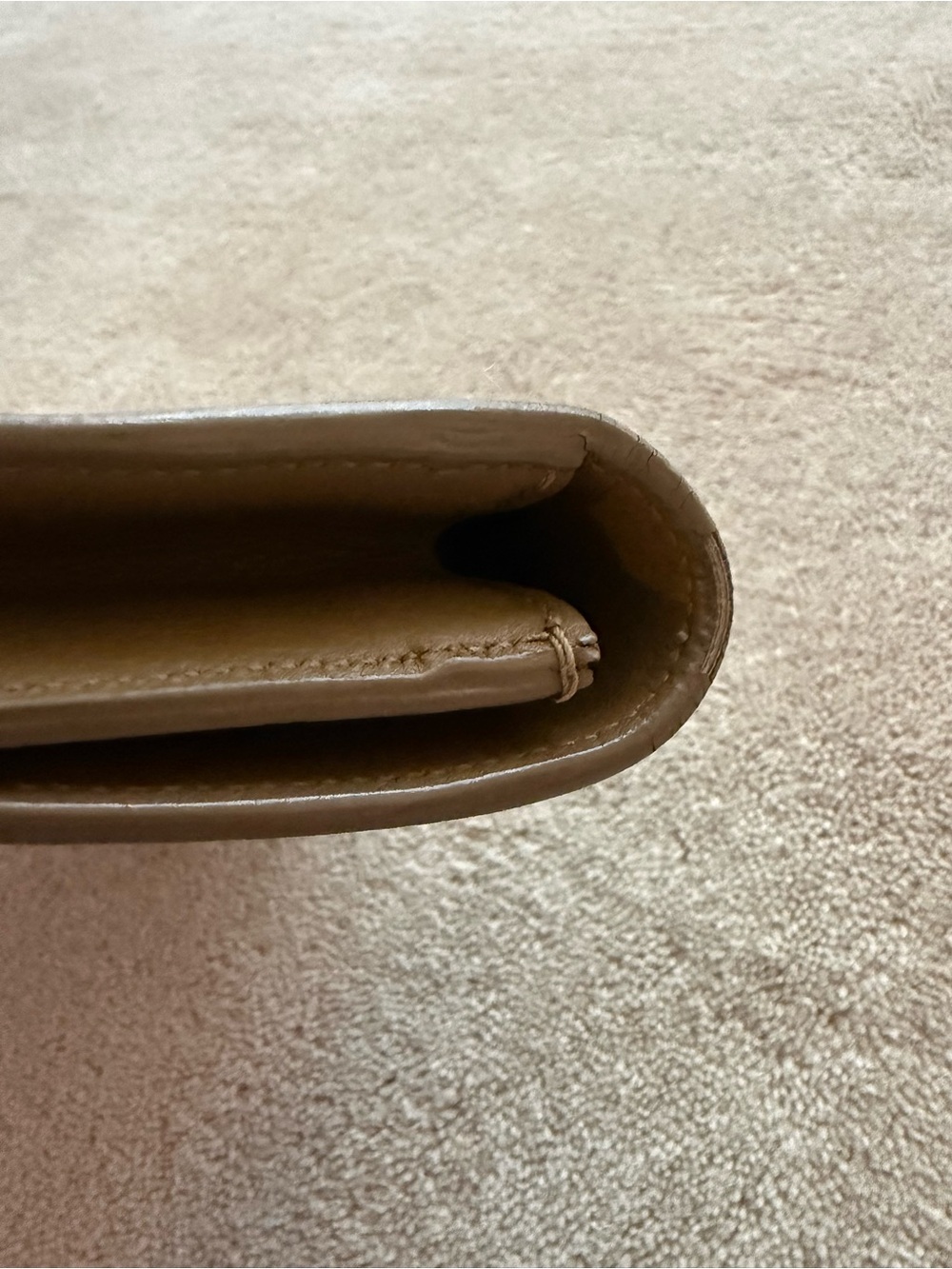 Saint Laurent Camel Leather Envelope Clutch with Embossed YSL - Picture 7 of 12